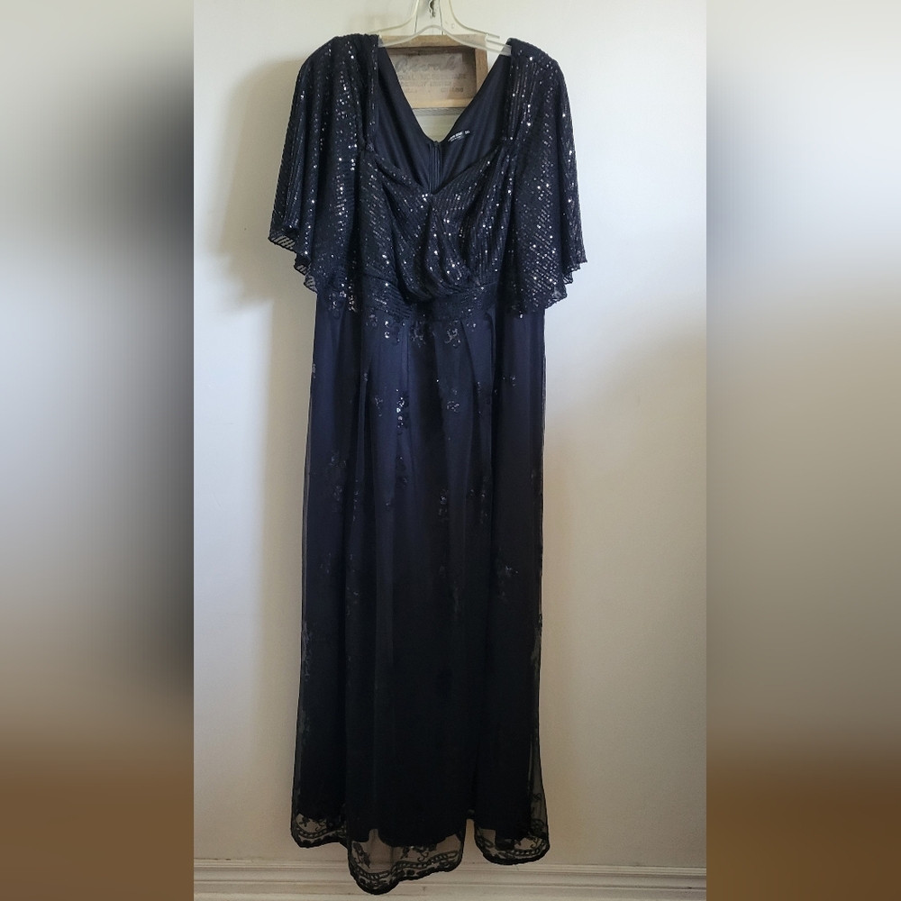 SHEIN Black Sequin Flutter Sleeve Gown